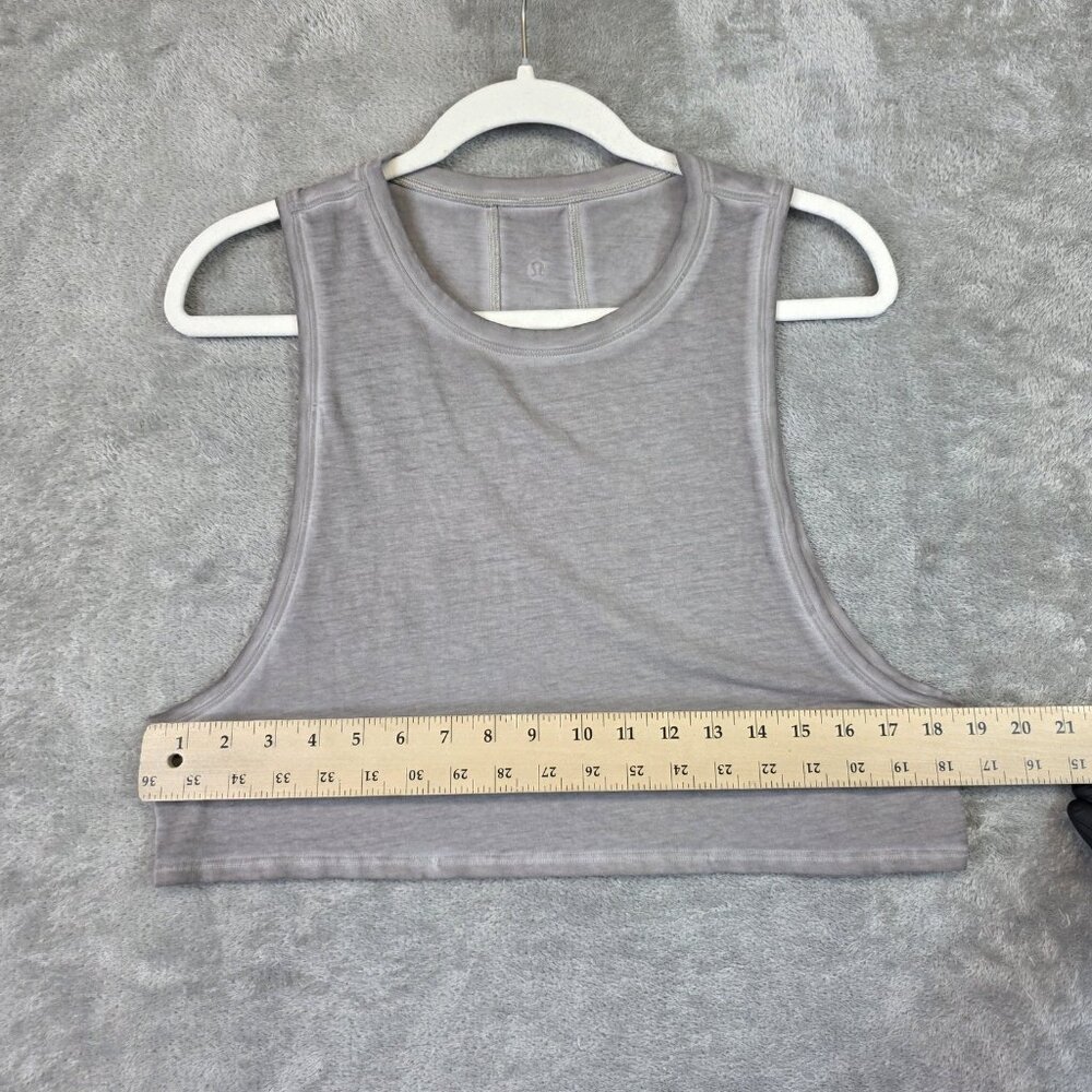 Lululemon Tank Top Womens M/L Gray Cropped Crew Neck Lightweight Jersey Yoga Gym - Picture 5 of 6